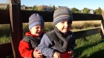 The boys enjoying their new backyard early Friday morning