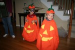 Evan and Alex try on their Haloween costumes