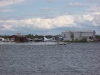 A float plane lands at the busy Anchorage float plane airport.  Nearly every strech of open fresh water seems to double as a float plane airport in Alaska.