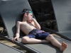 Evan takes a break from the pool