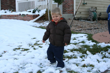 Alex playing in the first snowfall of the season